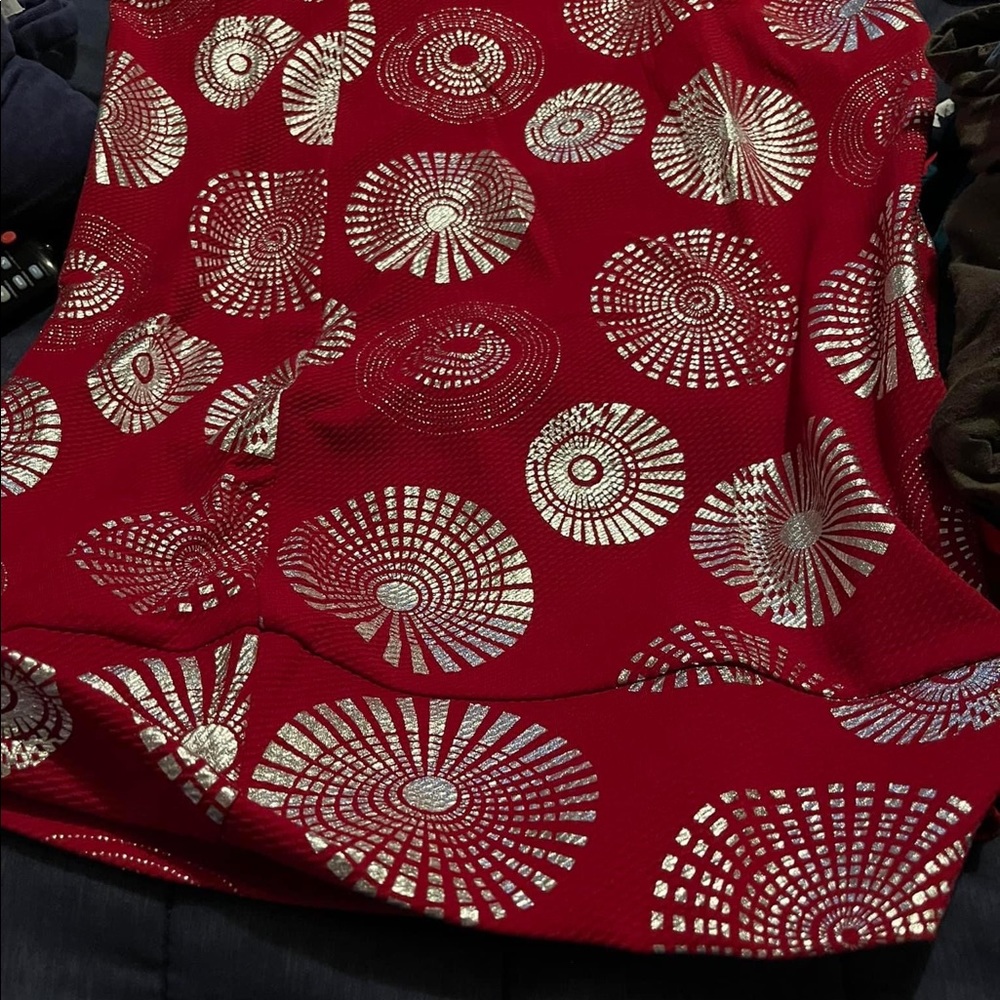 Red silver shiny lularoe skirt